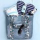 thumbnail image 2 of Women Candy Flower Clear Transparent Handbag Shoulder Vegetable Bag Beach Outdoor Travel Storage Bag (Sky Blue), 2 of 2