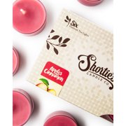 Apples & Cinnamon Tealight Candles - 6 Dark Red Premium Tea Lights - Natural Oils - Shorties Candle Company