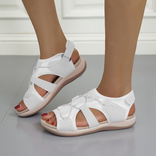 LSLJS Sandales Romaines de Plage pour Femmes Rétro Décontractées Légères et Respirantes à Bout Ouvert Style Bouche de Poisson à Bout Rond