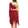 thumbnail image 2 of YONGHS Women Long Sleeve Praise Dance Dress Liturgical Metallic Color Block Worship Robe Dresses Burgundy XL, 2 of 7