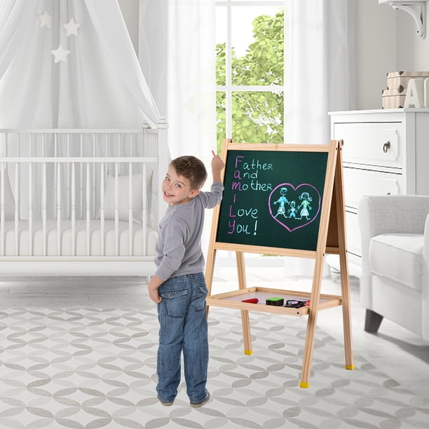 Chevalet et bureau d'art 2 en 1, Chevalet Peinture Enfant Double Face avec cha pour enfants
