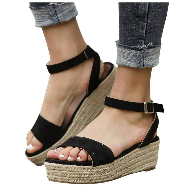 eczipvz Womens Shoes Womens Wedges Dressy Platform Ankle Strap Womens  Sandals Open Toe Wedge Sandals for Women Concise Casual Summer Womens