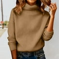 thumbnail image 2 of Comdrip Chandails Confortables pour Femmes Chandails Surdimensionnés Confortables en Tricot Col Rond Automne Chandail Tendance Tenues d'Automne Chandail Col Roulé Femmes, Kaki G, 2 of 5