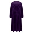 thumbnail image 5 of Blczomt Maxi Women's Dresses Plain Velvet Purple Long Sleeve Dress Dressy Crew Neck Elegant Dresses, 5 of 6