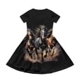 thumbnail image 5 of Uourmeti Horse Girls Short Sleeve Swing Dress Summer Soft Crewneck Midi Dress Casual Loose Beach Dresses Wedding Party Dress with Pockets, 5 of 6