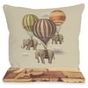 "Flight of the Elephants" Indoor Throw Pillow by Terry Fan, 18"x18"