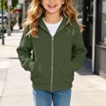 thumbnail image 6 of Staki Girls Lightweight Zip-Up Hoodie for Kids Soft Casual Hooded Sweatshirt 4-15Y(Army Green,4-5 Years), 6 of 7