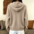 thumbnail image 4 of Sewkxo Womens Hooded Sweater Fashion Button Long Sleeve Wool Soft Pullover Knitted Top,Camel L, 4 of 5