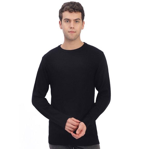 Cavardi Casual Men’s Round Neck Sweater – Black | XL