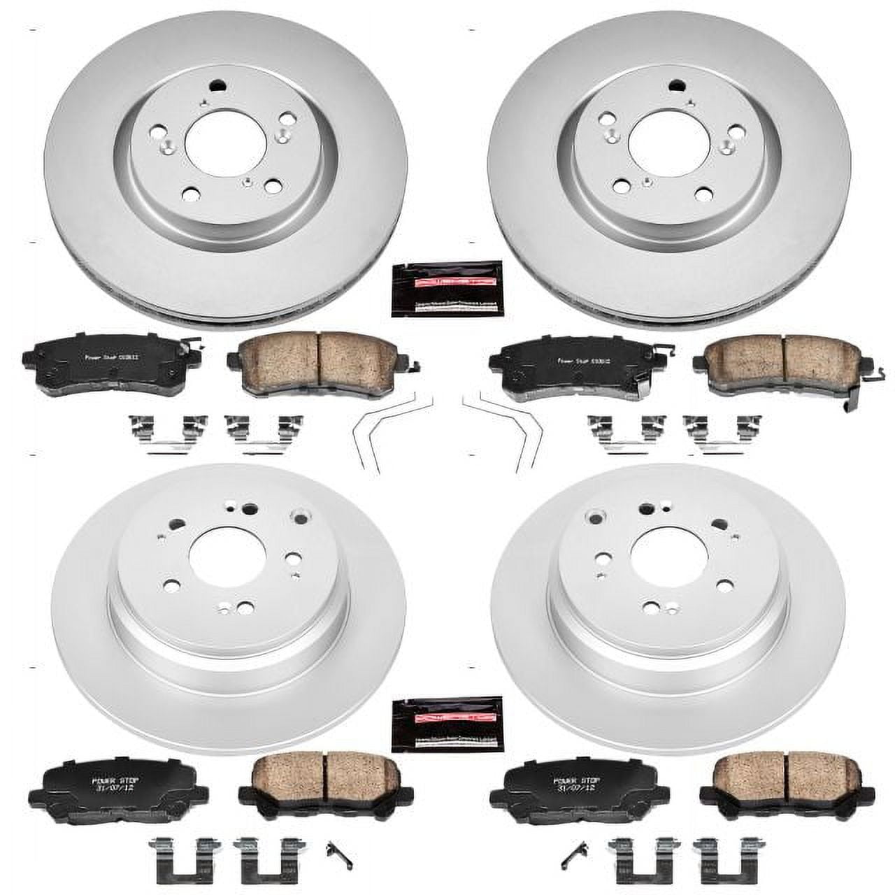 PowerStop Front and Rear Geomet Coated Brake Rotor and Pad Kit Fits: HONDA Select Models CRK5858
