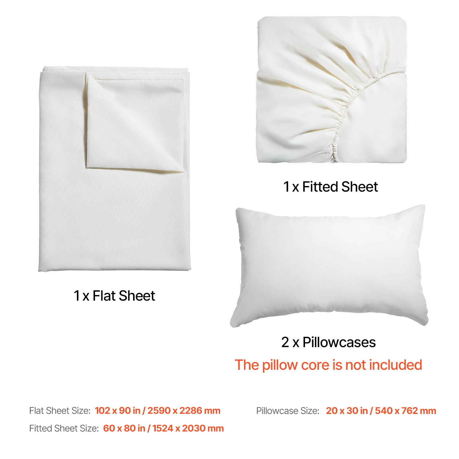 VEVOR 4-Piece Bed Sheet Set - Queen Size, 100% Bamboo Fiber Bedding Set, Cooling, Breathable & Shrink-Resistant Luxury Bed Sheet with Deep Pocket, Fit up to 16" Deep Mattress, Ideal for Hotel Bedroom