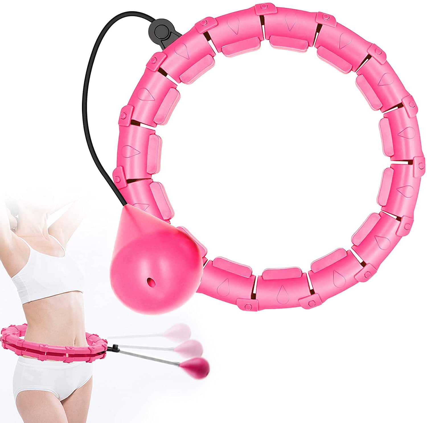 Weighted Smart Hoola Hoops 2 in 1 Abdomen Fitness Massage Hoola Hoops 28 Detachable Knots Adjustable Weight Non-Fall Exercise Hoops for Adults and Kids Weight Loss