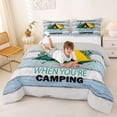 thumbnail image 3 of Catabedysis Camping Theme Full Size Comforter Sets,Cartoon Tent Print Bedding Comforter Set For Boys,Multicolor,Light Gray Reversible,3-Piece,1 Comforter and 2 Pillowcases, 3 of 7