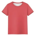 thumbnail image 5 of Scyoekwg Womens Short Sleeve Blouses Round Neck Basic Tops Lightweight Loose Trendy Solid Color Blouses (Hot Pink,XL), 5 of 5