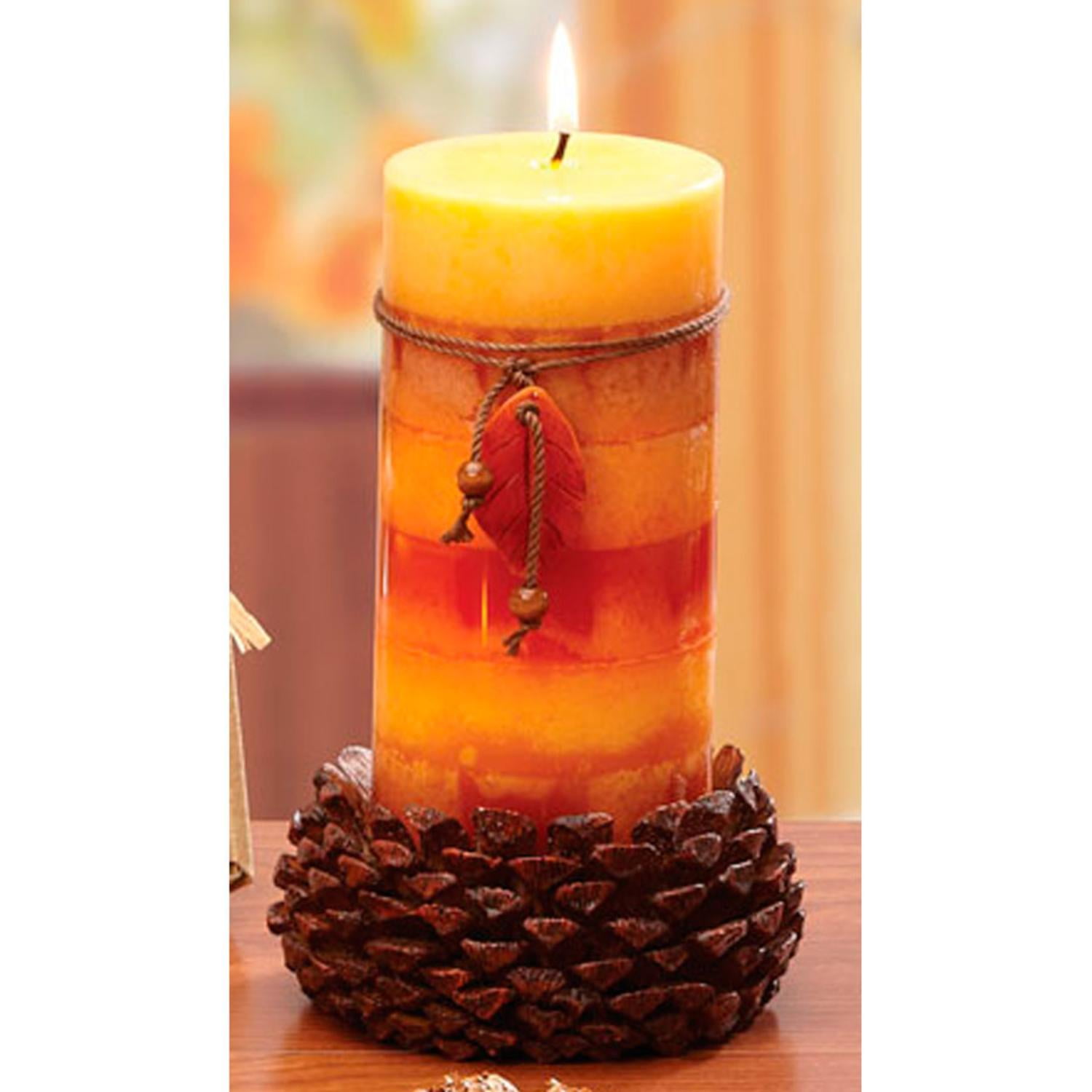 Pack of 4 Modern Lodge Rustic Brown Pine Cone Pillar Candle Holders 4.5