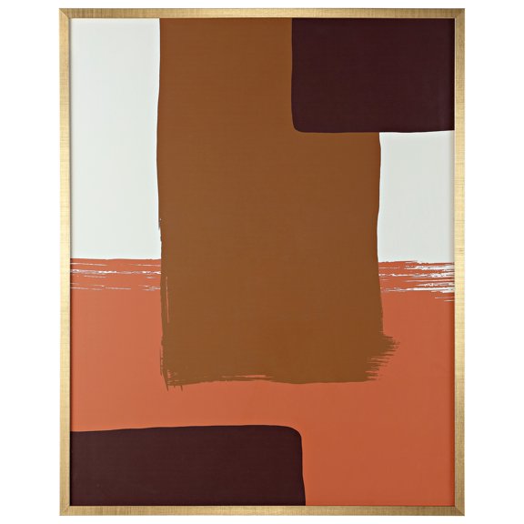 SAFAVIEH Java Compilation 24 in. x 30 in. Framed Wall Art, Salmon/Golden Brown