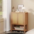 thumbnail image 4 of EDTara Freestanding 40-Inch Rattan Shoe Cabinet, Farmhouse Wooden Unit With Adjustable Shelves and Open Display Shelf, 4 of 7
