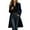 Dark Blue, variant on Women's Long Velvet Coat Contrast Notch Lapel Retro Jacket Button Front Closure with Pockets, Vintage Style Outerwear Overcoat