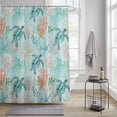 thumbnail image 4 of Teal Sea Turtle Starfish Shower Curtains for Bathroom, Summer Beach Coral Shell Blue Washable Fabric Shower Curtain with Hooks Waterproof Bathroom Decor Sets, 60 x 72 Inches, 4 of 9