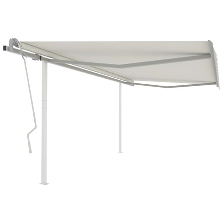 Manual Retractable Awning with Posts 157.5 x118.1  Cream