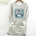 thumbnail image 2 of Feancey Crewneck Sweatshirts for Women Fleece Lined Thermal Tops Christmas Snowman Print Pullover Winter Fuzzy Warm Lounge Pajamas with Pockets Gray XXL, 2 of 4