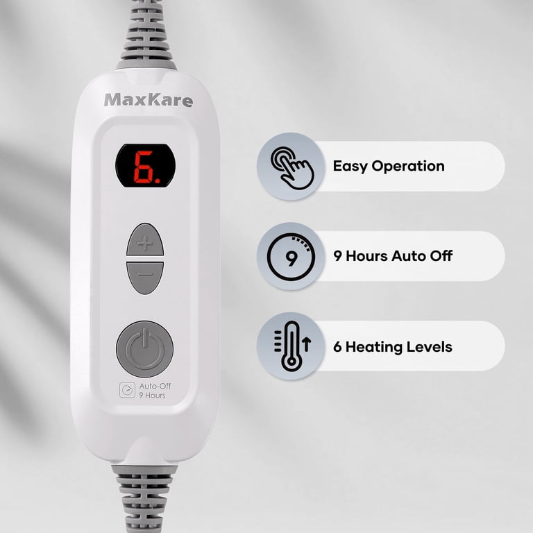 MaxKare Electric Blanket 72'' x 84'' Full Size Heated Blanket with 6 Heating  Levels, 9H Auto-off, Machine Washable - Gray - Walmart.com