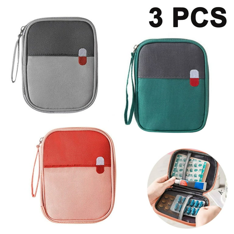 Empty First Aid Bag Small Medicine Bag for Car Home Office Kitchen Outdoor Emergency Responder Pouches with Cross Patch Emp