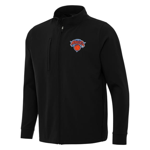 Men's Antigua Black New York Knicks Regard Full-Zip Jacket