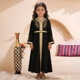 thumbnail image 2 of Staki Abaya for Kids Girls Middle East Prayer Dress Muslim Abaya Hooded Islamic Modest Arabian Dresses Middle Dubai Attire Kaftan 6Y 7Y 8Y Black,12-13 Years, 2 of 7