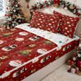 thumbnail image 3 of Erosebridal Festive Santa Claus Zipper Queen Comforter Set with Fitted Sheet and 2 Pillowcases for Girls, Red Winter Fawn Print Zipper Bedding Set, Christmas Reversible, 4pcs, 3 of 6