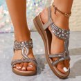 thumbnail image 2 of Rokment Women's Sparkling Rhinestones Wedge Heels Dressy Sandals Ethnic Bohemian Beach Summer Open Toe Slingback Mid Heels for Bride Wedding Banquet Gold Size 8.5, 2 of 8