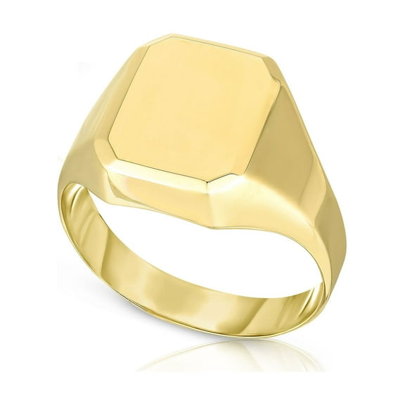 14k Yellow Gold Rectangle Disc Signet Womens Ring, 7