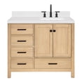 thumbnail image 2 of ARIEL Cambridge 42 Inch Oak Bathroom Vanity with Sink, Carrara White Quartz Countertop 1.5 inch Edge and backsplash, Soft Closing Door and Drawer, Matte Black, 2 of 8
