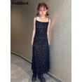 thumbnail image 1 of Vestido gótico midi de malla con estampado floral oscuro para mujer, estilo gótico grunge, de encaje, largo, estilo e-girl, para fiesta y ropa de calle., 1 of 6