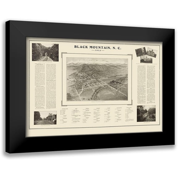 Fowler 14x11 Black Modern Framed Museum Art Print Titled - Black Mountain North Carolina - Fowler 1912