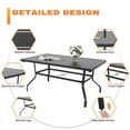 thumbnail image 6 of Nuu Garden 61*37" Outdoor Dining Table Patio Iron Slat Rectangle Table for 6-Person with Umbrella Hole, Galvanized Iron Slatted Tabletop Outdoor Dining Table, Black, 6 of 10