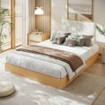 thumbnail image 2 of Queen Size Wood Platform Bed Frame, Wooden Bed Frame Without Headboard, Wood Slat Support, No Box Spring Needed, Easy Assembly, Pine, 2 of 7