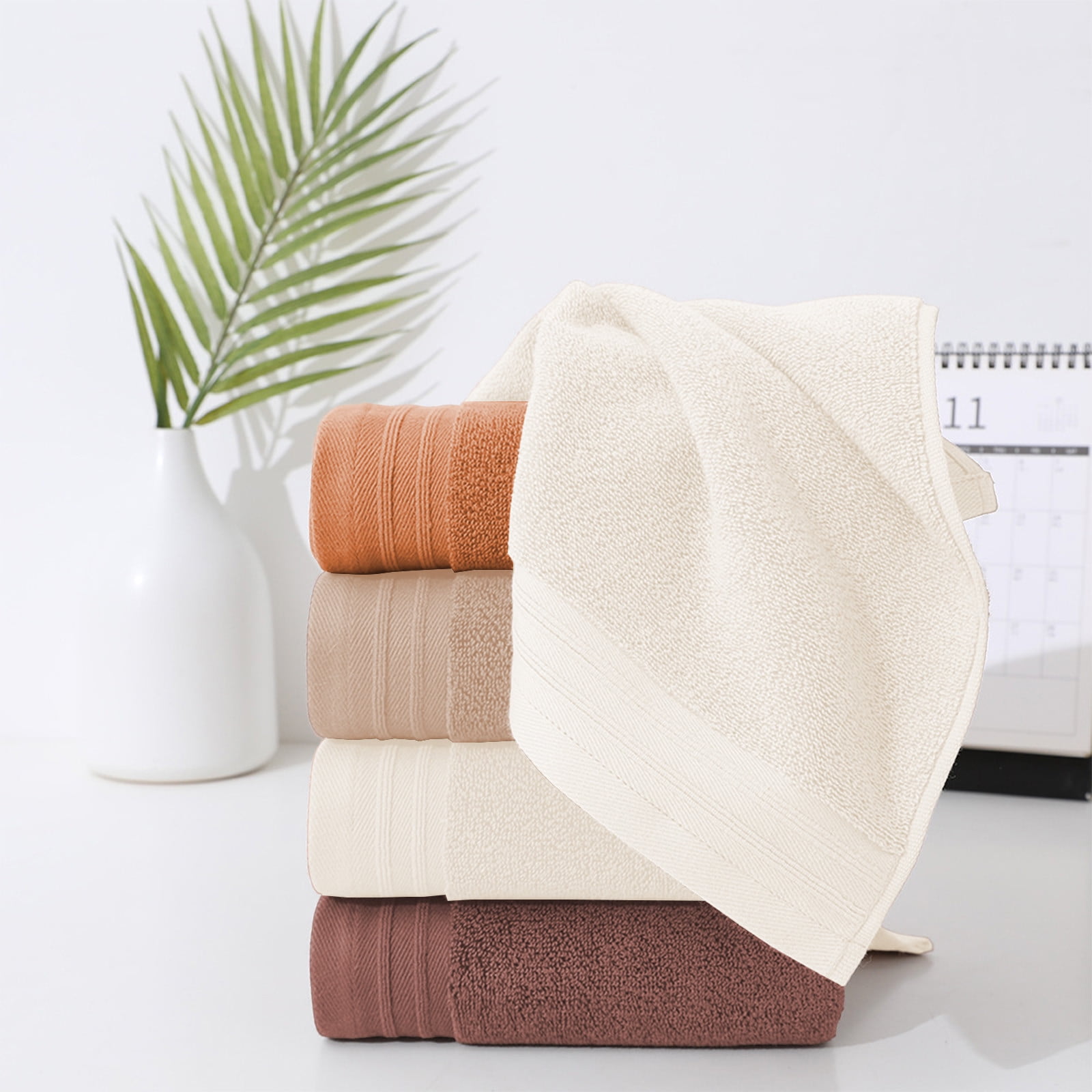 Set of 5 Thickened Face Towel Cotton Towel Washcloths Soft Facial Cloths 28” x 14” Spa-Like Feel Silky Face Cloth for Skin Cleansing (Multicolor)