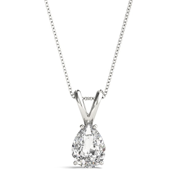 The Diamond Deal | 5 Carat Pear Brilliant Lab-Grown Diamond Solitaire Pendant Necklace |14K White Gold | 18 Inch Gold Chain