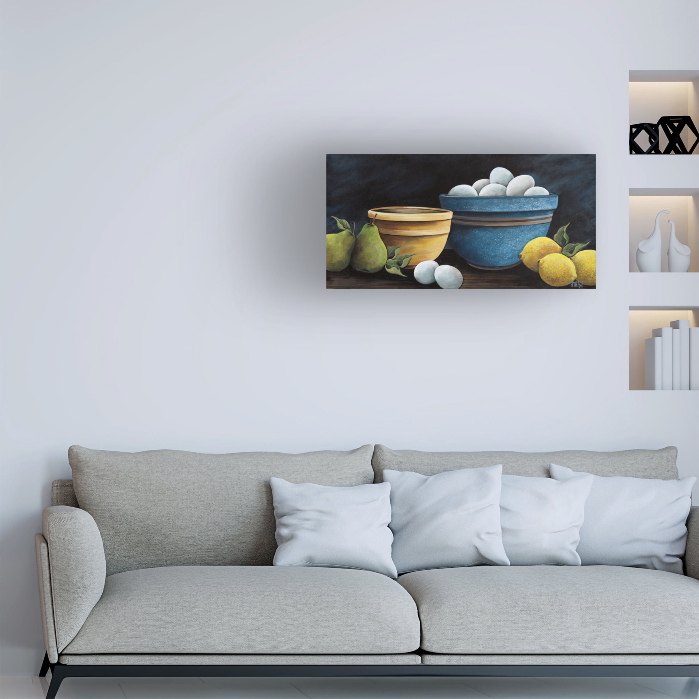 Debbi Wetzel 'Blue Bowl with Eggs' Canvas Art