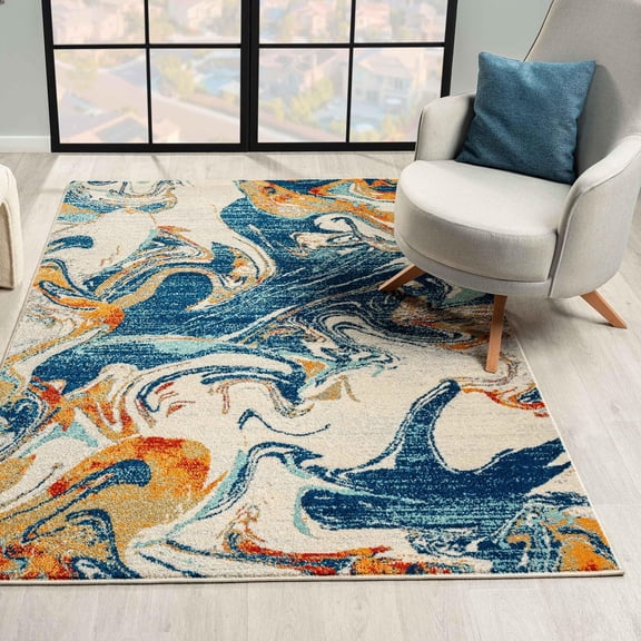 LUXE WEAVERS Abstract Artistic Indoor Area Rug, Blue, 5x7