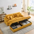thumbnail image 4 of 82" Oversized Corduroy Sofa for Living Room, 3-Seater Soft Corduroy Upholstery Couch with 2 Storage Ottoman, Modern Comfy Sofa with 4 Toss Pillows for Apartment or Office, Orange, 4 of 8