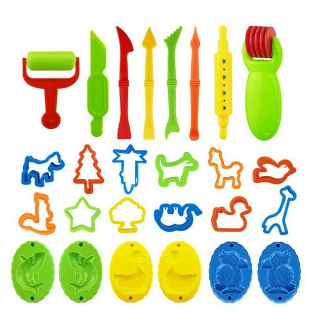 HUASHENG Bricolage Jouets Colorés pour Enfants 26 Pcs Ensemble d'Outils de Pâte à Modeler Outil Maison Éducation