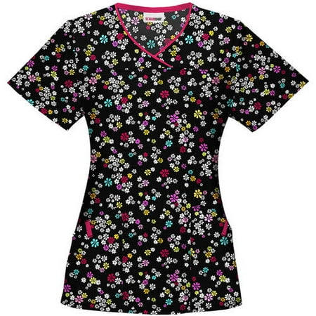 Women's Fashion Collection Froggy Friends V-Neck Printed Scrub Top