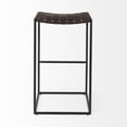 thumbnail image 4 of Dark Brown Woven Leather Bar Stool, 4 of 8