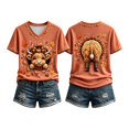 thumbnail image 6 of Thanksgiving T Shirts for Women Short Sleeve V Neck Casual Funny Cute Highland Cow Graphic Tee Shirt, 6 of 6
