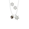 thumbnail image 2 of Delight Jewelry Silvertone Chinese Pattern on Black Spinners Silver tone Snowflake Charm Necklace and Stud Earrings, 2 of 4