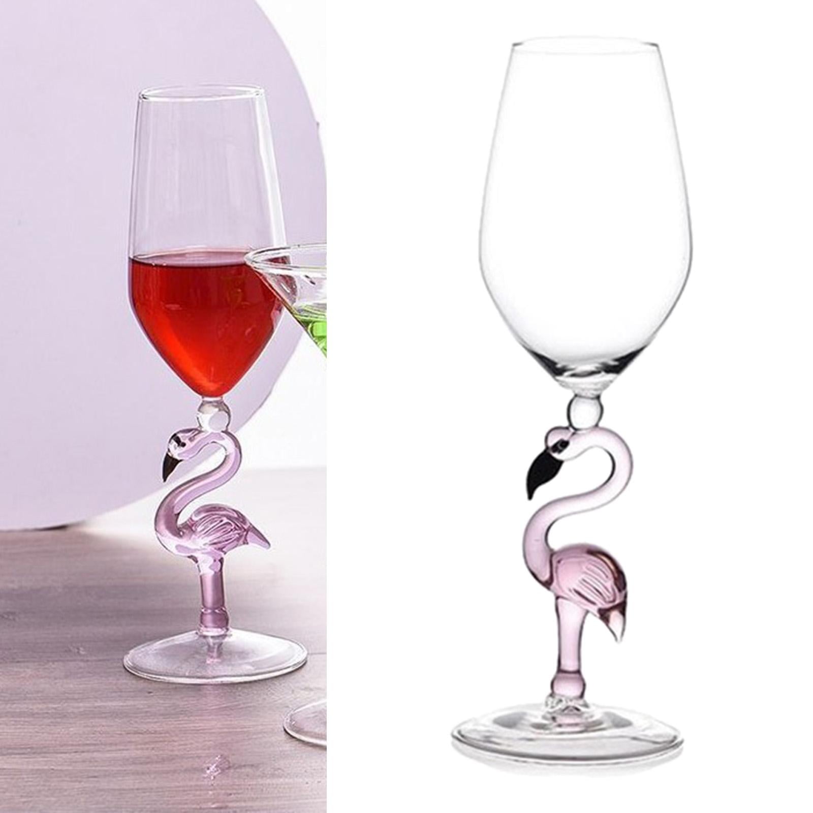 Nordic Flamingo Shape Red Wine Glass With Slanted Mouth, Pink Concave Bottom,  Wedding Birthday Gift