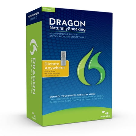Dragon NaturallySpeaking Premium 12 w/Digital Recorder (Mobile), English (Old Version)