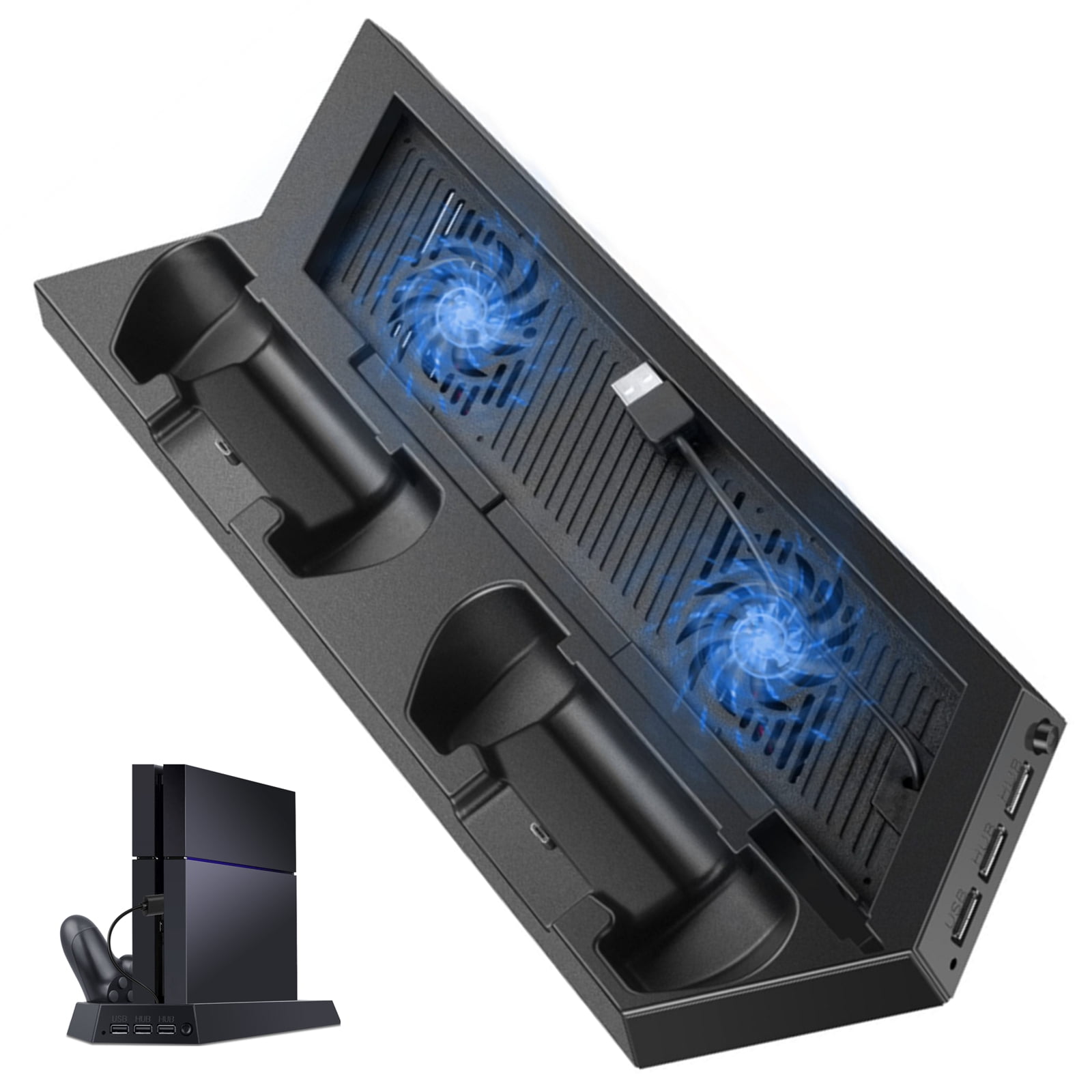 Vertical Stand Compatible with PS4 Pro with Cooling Fan Controller